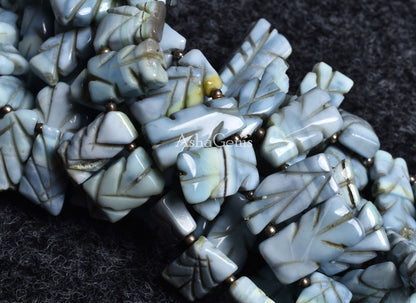 Beautiful Blue Opal Carving Fancy Long Stick Shape Beads,8" Strand Blue Oregon opal carved Rectangle beads, Blue Opal carve handmade Beads