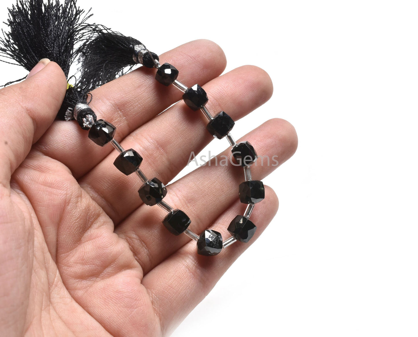AAA Quality Black Spinel Faceted 3D Cube Box Beads, Natural Black Spinel Cube Gemstone Loose Beads,5" Black Spinel Beads Jewelry Crafts SALE