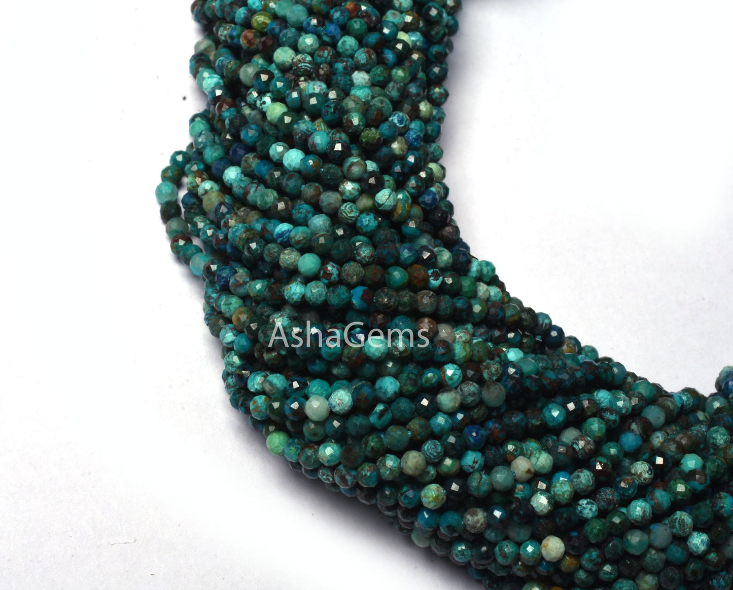 2.5 mm Beautiful Blue Chrysocolla Faceted Rondelle beads, Shaded Multi Blue Chrysocolla micro Cut Gemstone bead,13" Strand Chrysocolla Beads