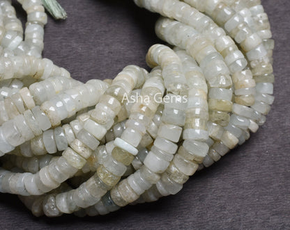 12"Strand Aquamarine Smooth Tyre Gemstone Beads, Light Blue Aquamarine Plain Handmade Wheel Shape Beads Natural Aquamarine Bead Jewelry SALE