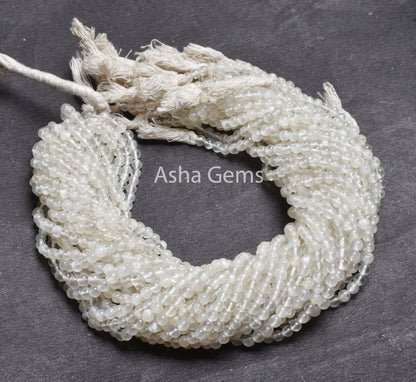 13"Strand Natural White Moonstone Smooth Round Gemstone Beads,4,4.5 mm AAA Quality Milky Moonstone Round Ball Beads Jewelry Making Moonstone