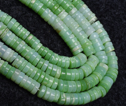 AAA Shaded parrot Green Opal Smooth heishi Tyre Gemstone beads,8 mm Opal Plain Wheel shape beads, Green Opal Smooth flat tyre beads Jewelry