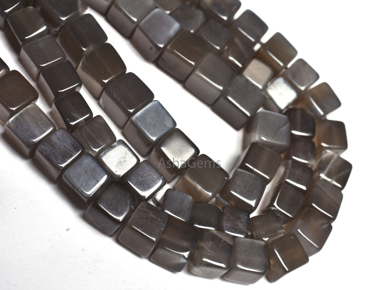 Beautiful Gray Moonstone Smooth Box Shape Beads, Natural Grey Moonstone 3D Cube Box Gemstone Beads, Moonstone Handmade Indian Beads jewelry