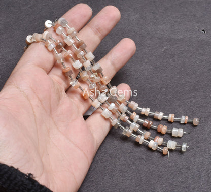 Natural Multi Moonstone Smooth Tyre Gemstone Beads,5.5mm Multi Color Shaded Moonstone Wheel Shape Beads,8"Moonstone Beads Jewelry Craft SALE