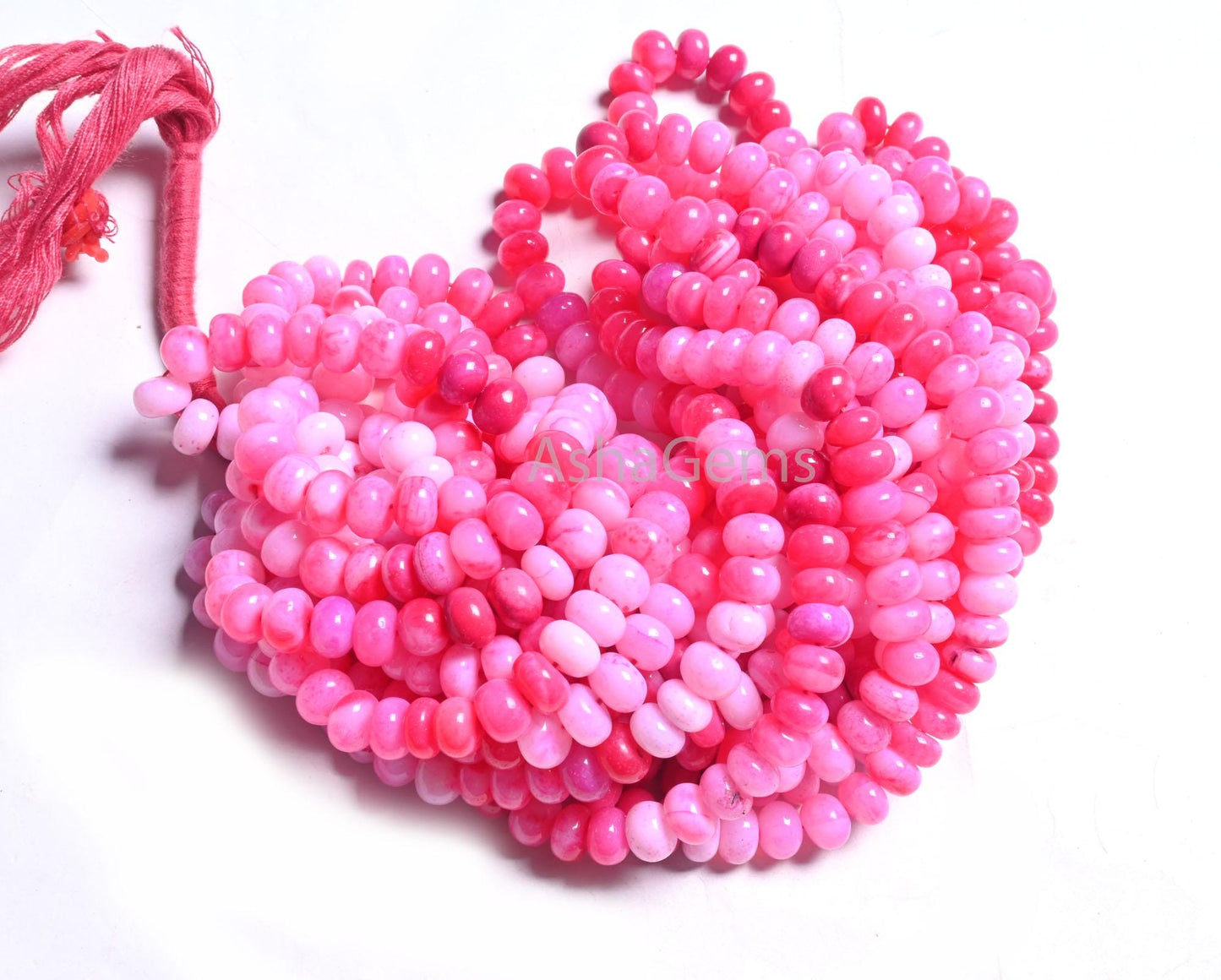 AAA Shaded Queen Pink Opal Smooth Rondelle Beads,16"Strand Hot Pink Opal Plain Handmade Gemstone Loose Bead, Opal Bead Necklace Jewelry SALE