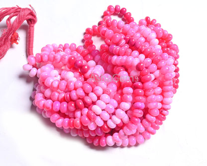 AAA Shaded Queen Pink Opal Smooth Rondelle Beads,16"Strand Hot Pink Opal Plain Handmade Gemstone Loose Bead, Opal Bead Necklace Jewelry SALE