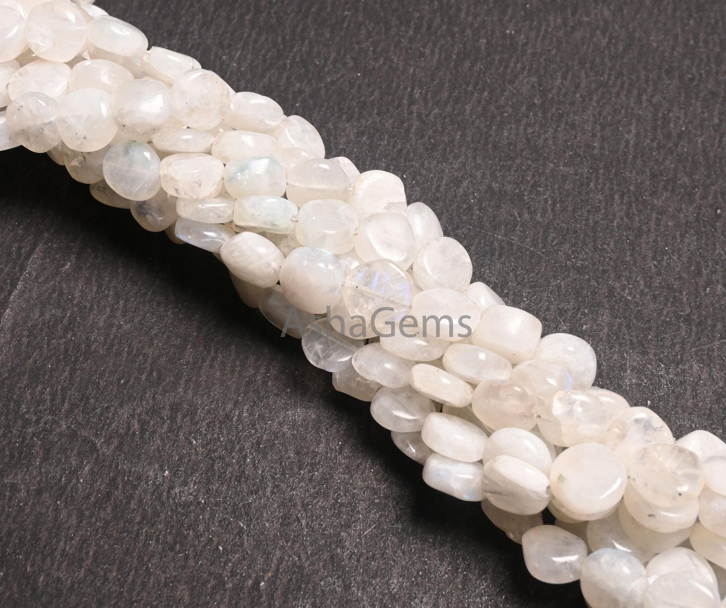 Beautiful White Rainbow Moonstone Smooth Coin Gemstone Beads,8" Natural Flash rainbow Moonstone Uneven Flat Coin Handmade Bead Jewelry Craft