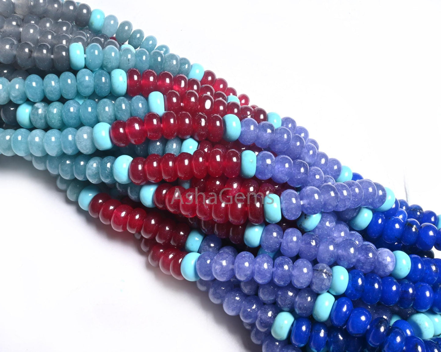 8 mm Beautiful Multi Blue Quartz Smooth Rondelle Beads, AAA mix Color Disco Shaded Blue Cherry Red Quartz Gemstone Beads Jewelry Crafts SALE (AG 12313 )