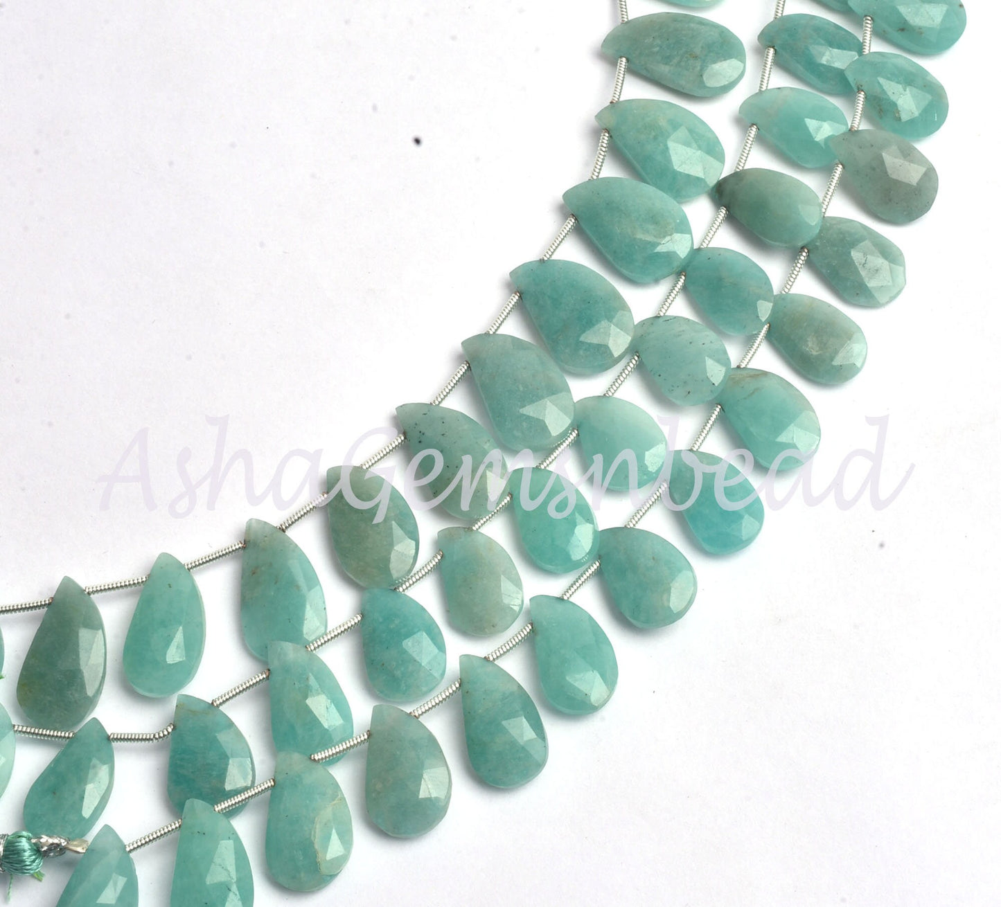 Natural Amazonite Fancy Mango Shape Faceted Gemstone Beads, Blue Amazonite Side Drill Fancy Keri Briolette Bead, Blue Amazonite Bead Jewelry