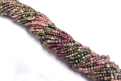 Natural Multi Tourmaline Smooth Round Shape Gemstone Beads,15" Strand Tourmaline Round ball Bead, Tourmaline Beads Jewelry Making Craft SALE