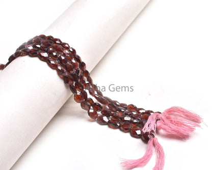 Red Garnet Faceted Oval Shape Gemstone Beads, Fine Quality Natural Garnet Indian Hand Cut Oval Briolette Straight Drill Garnet Beads Crafts