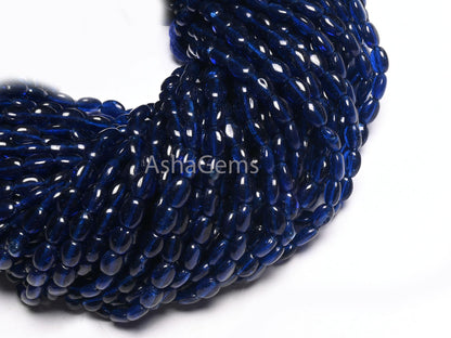 Beautiful Lapis Blue Color Hydro Smooth Oval Shape Handmade Beads,5.5-7 mm Fine Indigo Blue Hydro Plain Oval Loose Beads Jewelry Crafts SALE