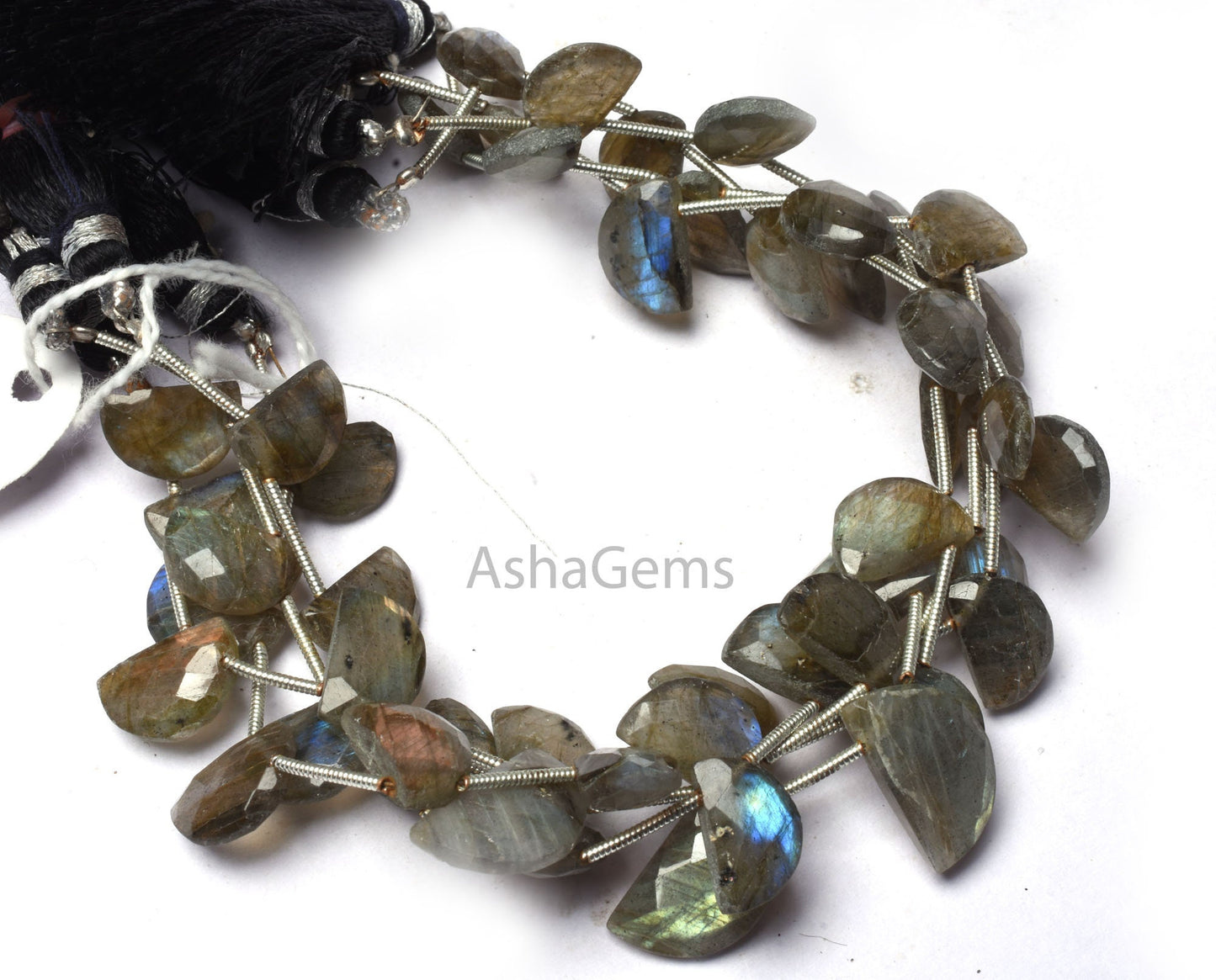 Multi Fire Labradorite Faceted D Shape Gemstone Beads, Black Rainbow Half Moon Fancy Side Drill Beads, Natural Labradorite BeadJewelry SALE