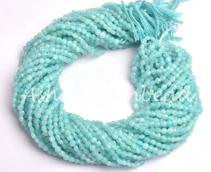 AAA Quality Peru Blue Amazonite Faceted Coin Tiny Gemstone Beads,4 mm Natural Amazonite Machine Cut Coin Amazonite Beads Jewelry Making SALE