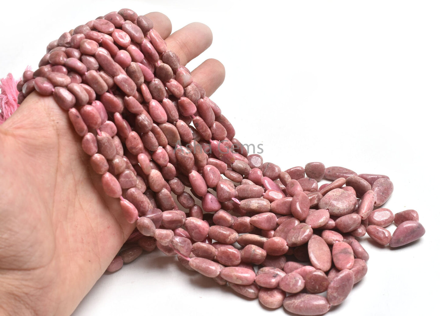 Beautiful Pink Rhodonite Smooth Nugget Gemstone Beads, Natural Rhodonite Handmade Uneven Tumble Shape Beads, Rhodonite Beads Jewelry Crafts