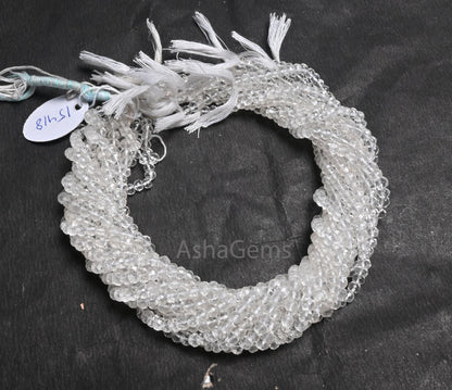 Beautiful Natural Crystal Quartz Micro Cut Beads,13" AAA Quality Crystal Indian machine cut Faceted Rondelle Crystal Bead Jewelry Craft SALE ( AG 15418 )