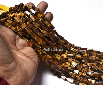 Beautiful Tiger Eye Smooth Fancy Shape Gemstone Beads,13", Tiger Eye Handmade Triangle Shape Beads Indian, Tiger Eye Beads For Jewelry Craft