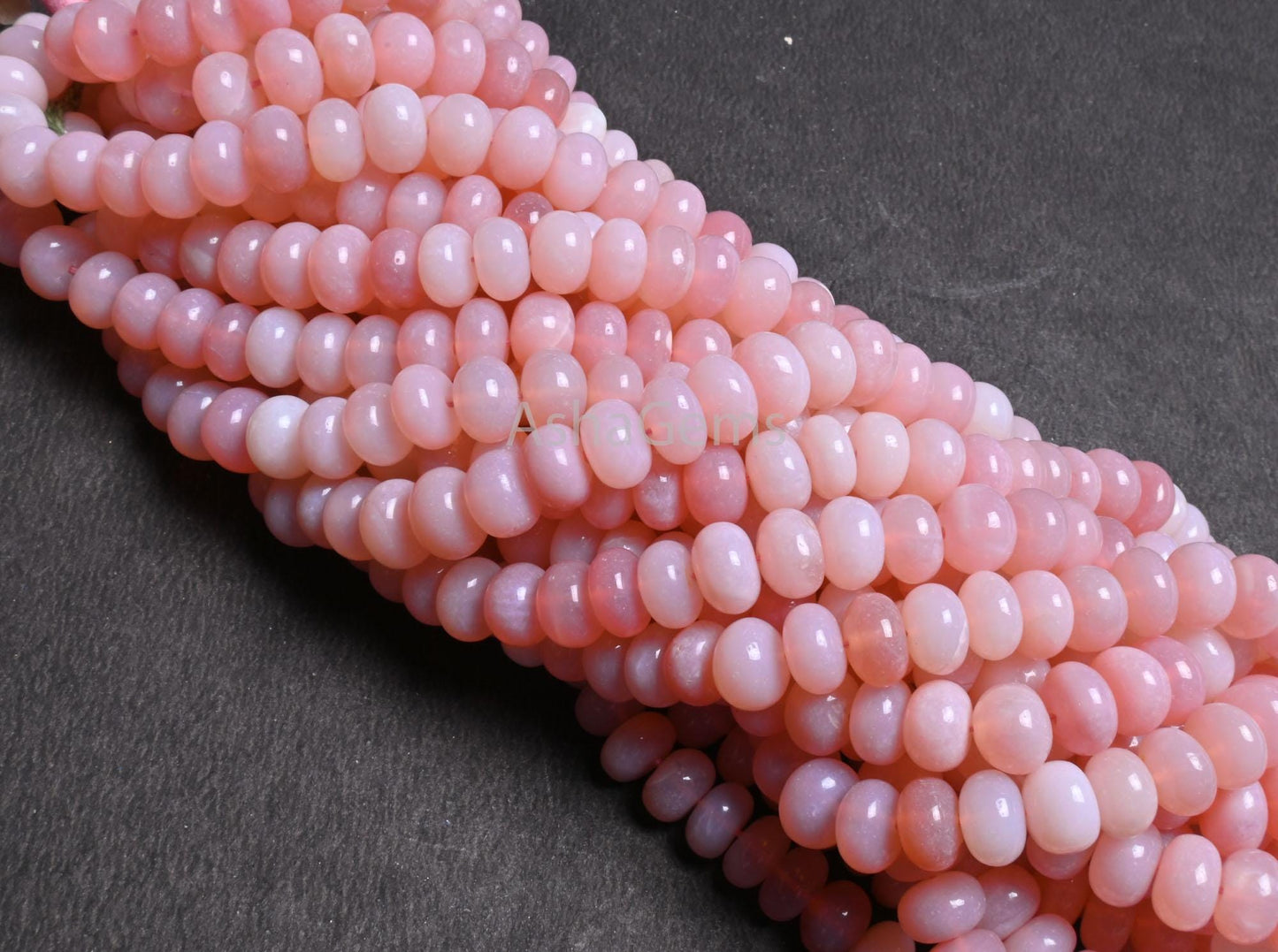 Beautiful Pink Opal Rondelle Shape Smooth Bead,16" Shaded pink Opal Handmade Gemstone Loose Beads Jewelry Making Crafts AAA Opal Beads SALE
