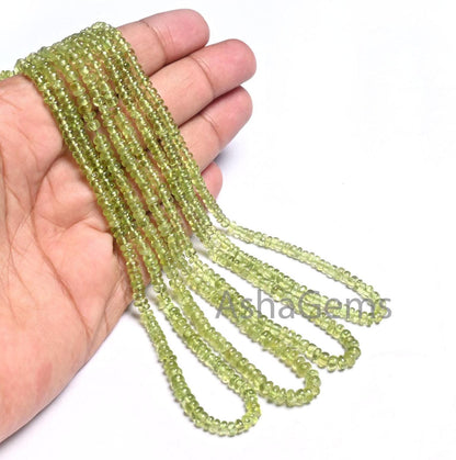 Natural Green Peridot Smooth Gemstone Loose Beads,8/16" Fine Peridot Plain Handmade Rondelle Shape Peridot Beads Jewelry Necklace Craft SALE (AG 12334)