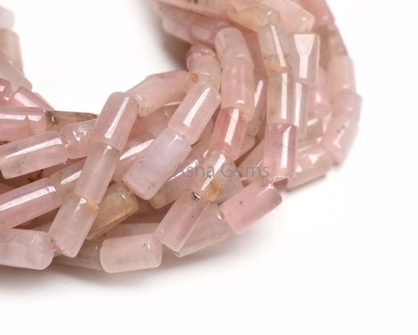Natural Pink Rose Quartz Fancy uneven Pipe Gemstone Beads,9" Strand Rose Quartz Smooth Tube Shape Straight Drill Handmade Beads Jewelry SALE