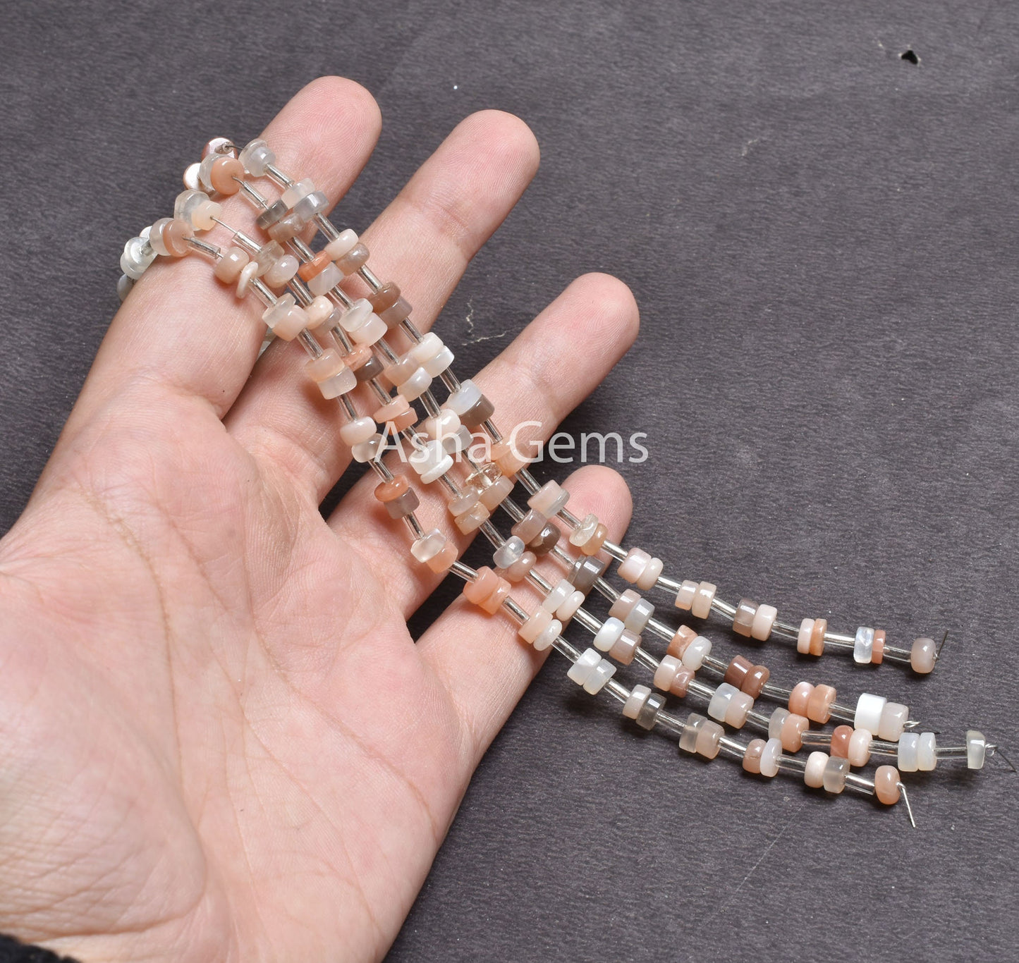 Natural Multi Moonstone Smooth Tyre Gemstone Beads,5.5mm Multi Color Shaded Moonstone Wheel Shape Beads,8"Moonstone Beads Jewelry Craft SALE