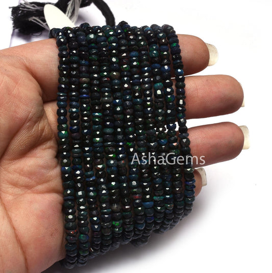 AAA Multi Blue Ethiopian Opal Faceted Rondelle shape Beads, Natural Flashy Welo Fire Ethiopian Opal Gemstone Bead Opal Indian Cut Beads SALE