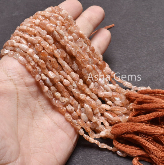 13"Strand Beautiful Shaded Red Sunstone Smooth Nugget Beads,4-8mm Natural Sunstone Plain Handmade Uneven Tiny Nugget Bead Jewelry Handicraft
