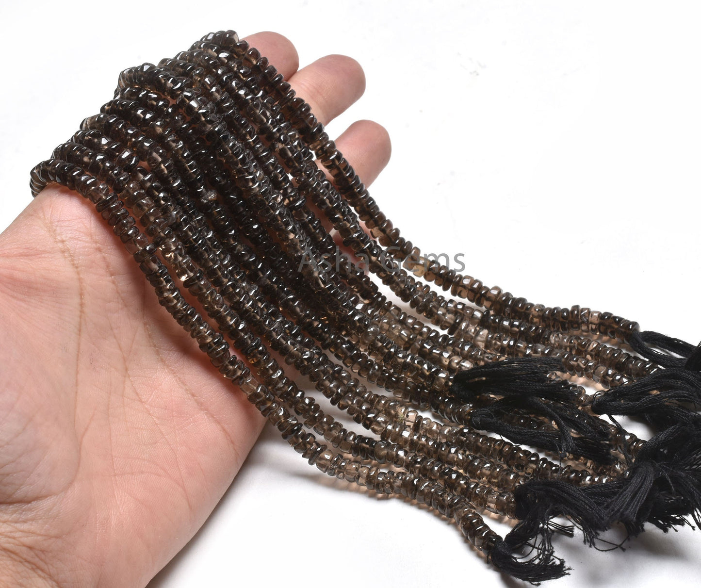 Beautiful Smoky Quartz Handmade Tyre Shape Beads,13 Inch Strand, Natural Smoky wheel shape Beads, Smoky Gemstone Beads For Jewelry Crafts