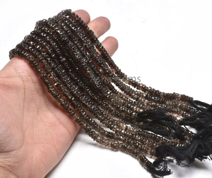 Beautiful Smoky Quartz Handmade Tyre Shape Beads,13 Inch Strand, Natural Smoky wheel shape Beads, Smoky Gemstone Beads For Jewelry Crafts