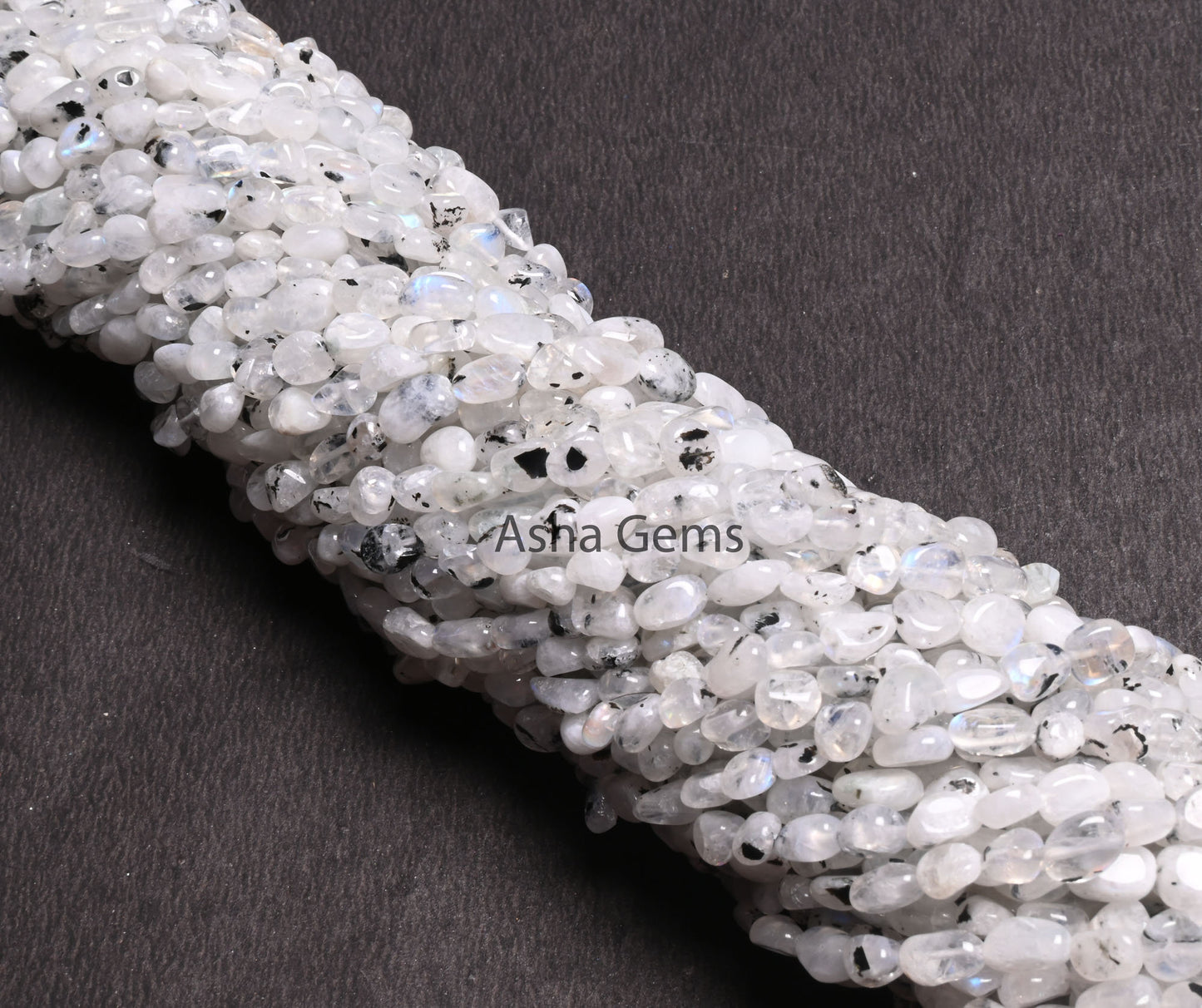 Moss Rainbow Moonstone Tiny Nugget Gemstone Loose Beads, Beautiful Rainbow Smooth Pebble Beads, Black Dot Rainbow Nugget Beads Jewelry Craft