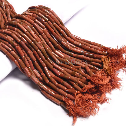 Beautiful Brown Sunstone Fancy Long Pipe Shape Straight Drill Beads,12" Sunstone Tube Shape Handmade Gemstone Bead Jewelry making Craft SALE