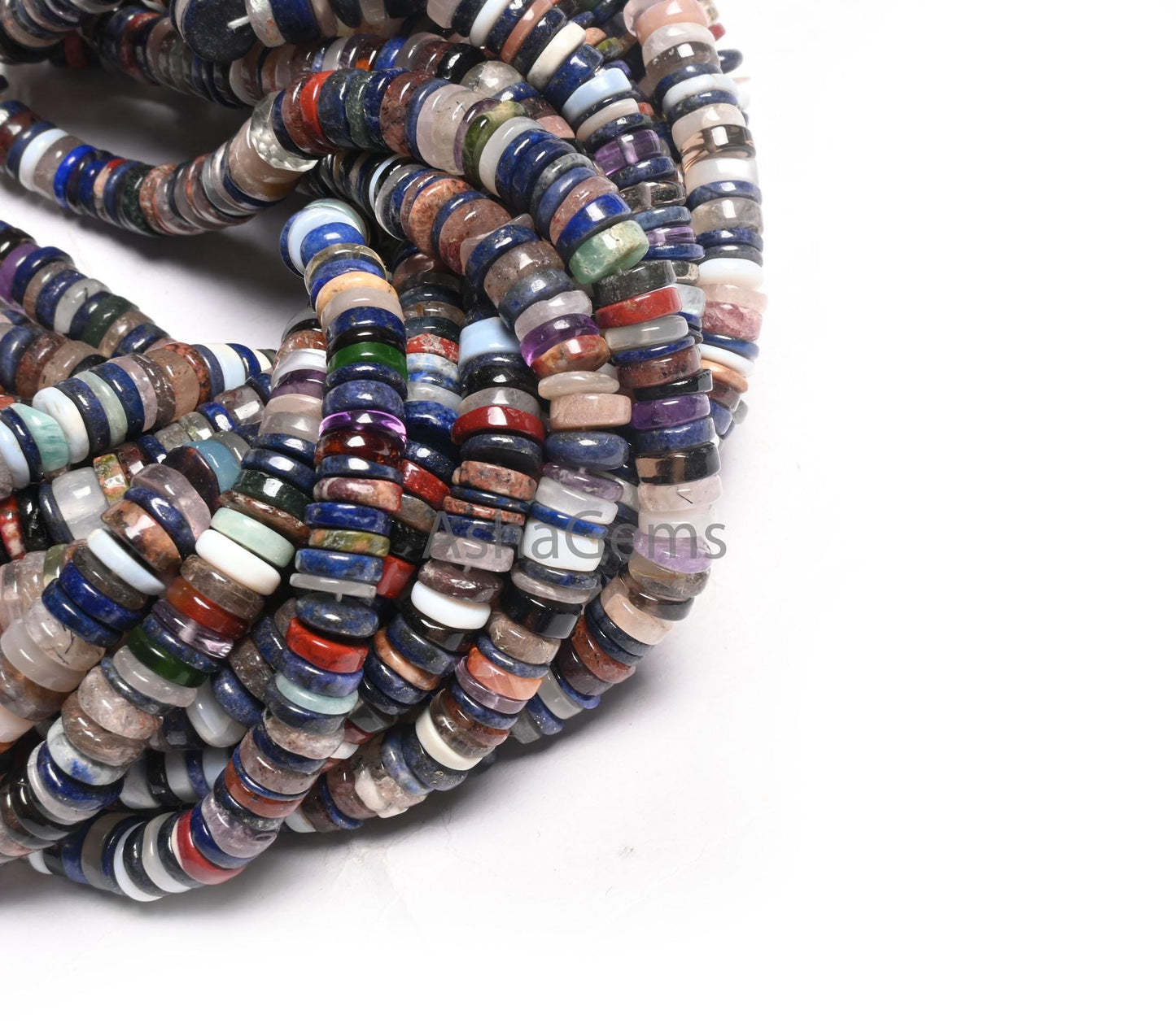 Beautiful Mix Color Gemstone Heishi Tyre Smooth Beads,16" Natural Disco Multi Color Stone Handmade Flat wheel Bead Jewelry Making Craft SALE
