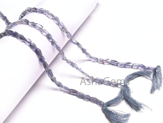 14" Natural Blue Iolite Faceted Rectangle Shape Gemstone Beads, Iolite Indian Cut fancy Long Rectangle Briolette handmade Beads Jewelry SALE