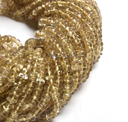 Beautiful Lemon Quartz Smooth Rondelle Shape Beads,18" Strand Natural Yellow Lemon Plain Hanmade Gemstone Beads Lemon beads for Jewelry Sale