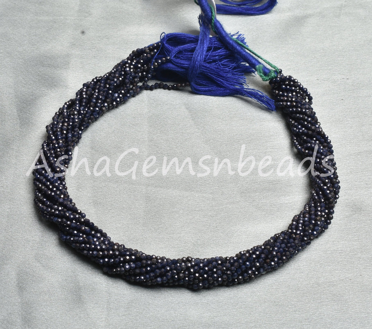 2 mm Natural Rare Blue Sapphire Micro Cut Rondelle Faceted Gemstone Beads,13" Real Sapphire Bead Machine Cut Tiny Beads Jewelry Making Craft