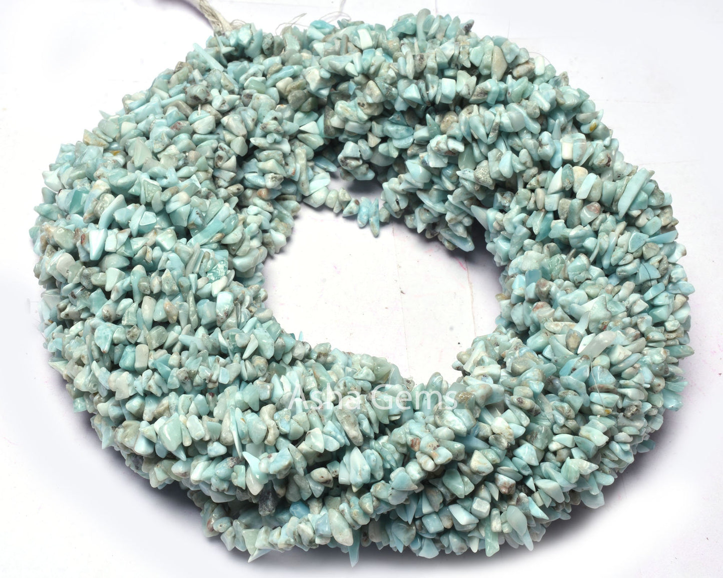 Natural Blue Larimar Uncut Chips Gemstone Beads,34" Strand Larimar Smooth Raw Rough Tiny Nugget Beads, Larimar Beads Jewelry Craft Necklace