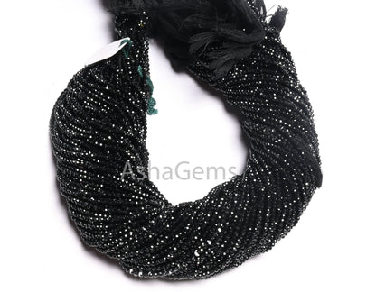 AAA Quality Natural Black Spinel Micro Cut Rondelle Faceted Gemstone Beads,2.5mm Coal Black Spinal machine Cut Tiny Spinel Bead Jewelry SALE