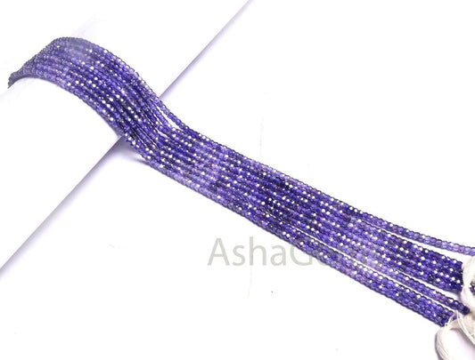 AAA Quality Shaded Purple Zircon Micro Machine Cut Rondelle Gemstone Beads, 13" Purple Blue Zircon Faceted Rondelle Beads Jewelry Necklace