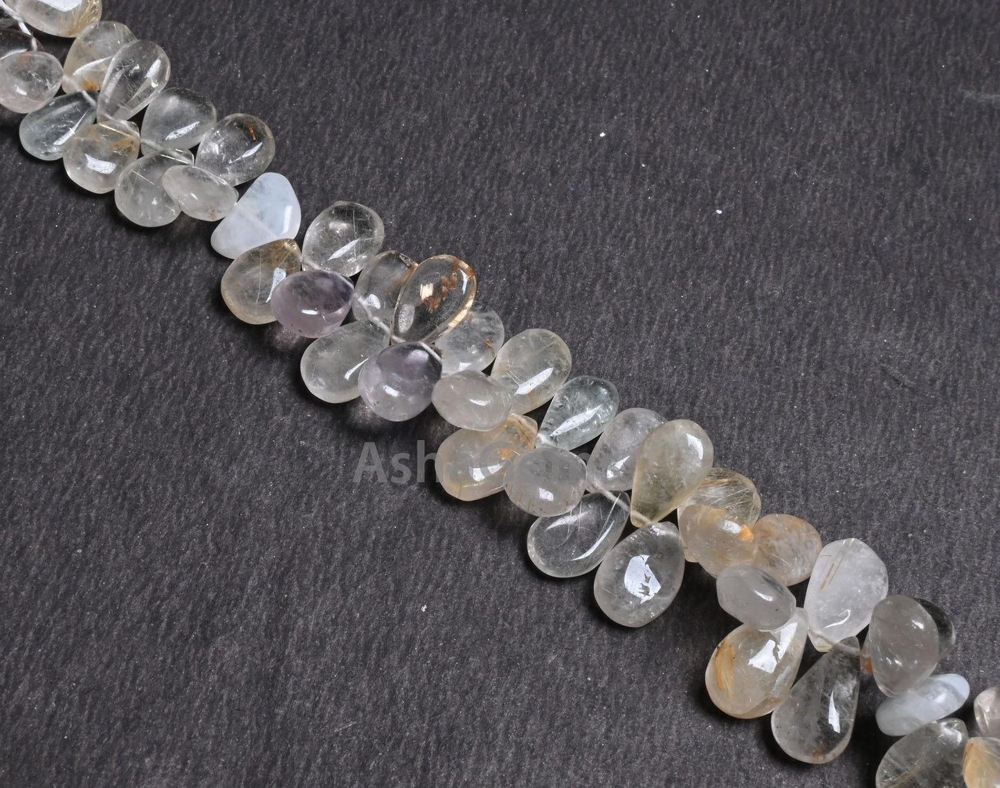Rutile Quartz Smooth Pears Shape Gemstone Loose Beads,6x10-9x14 mm Natural Rutile Quartz Handmade Teardrop Side Drill Beads Jewelry Craft 9"