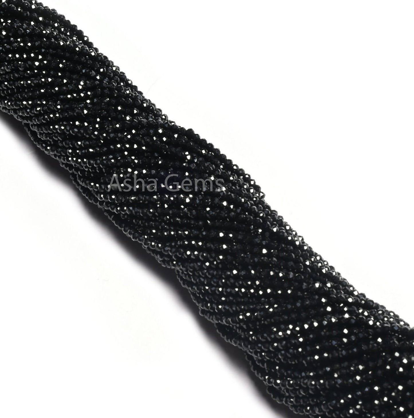 13" Beautiful Natural Black Spinel Micro Cut Rondelle Faceted Gemstone Beads 2 mm AAA Quality Faceted Beads Jewelry Making Spinel Bead Tiny (AG 15172 c)