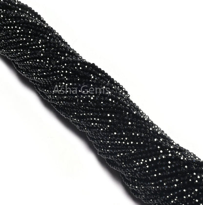 13" Beautiful Natural Black Spinel Micro Cut Rondelle Faceted Gemstone Beads 2 mm AAA Quality Faceted Beads Jewelry Making Spinel Bead Tiny (AG 15172 c)