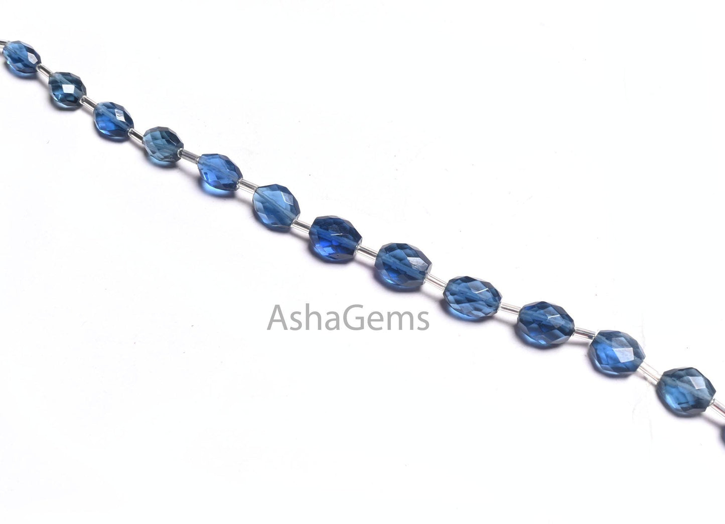 Fine Quality Blue Quartz Hydro fancy Puff Oval Checker Cut Beads,6x8-8.5x10 mm Royal Blue Hydro faceted Oval Briolette handmade Bead Jewelry