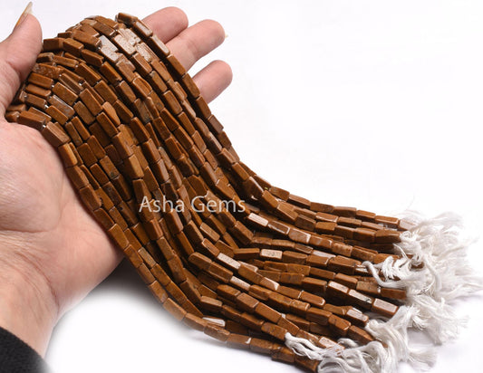 Beautiful Brown Jasper Rectangle Shape Gemstone Beads,13"natural Jasper Smooth Handmade Fancy Straight Drill  Bead Jewelry Making Craft SALE