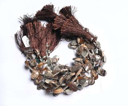 Beautiful Wood Agate Fancy Gate Shape Gemstone Beads, Natural Moss Agate Faceted Briolette Side Drill Agate Beads Jewelry Making Crafts SALE (AG 18601)