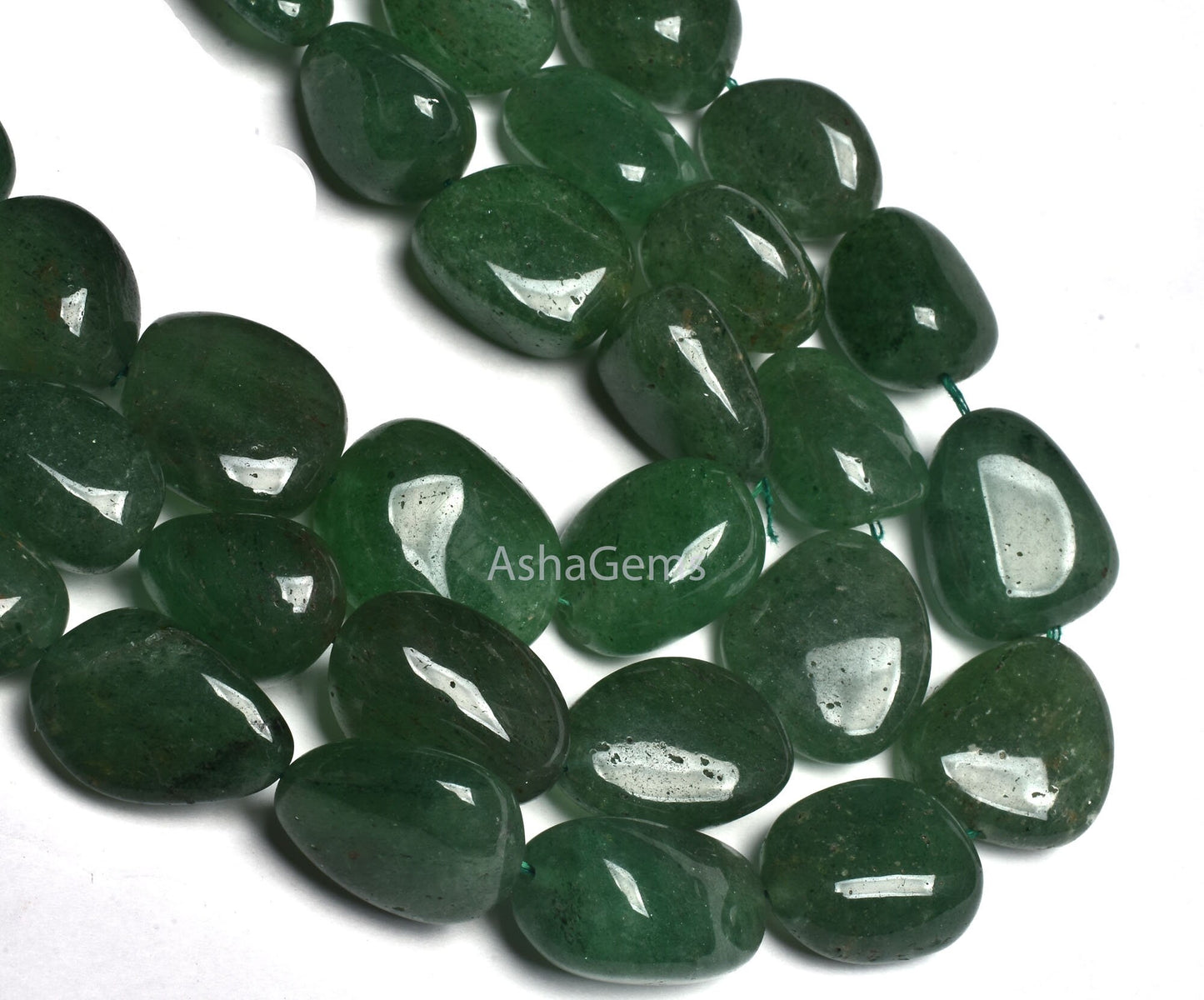 Beautiful Green Strawberry Quartz Smooth Nugget Shape Gemstone Beads 11-20 mm Graduated Necklace, Fine Green Strawberry Handmade Nugget Bead