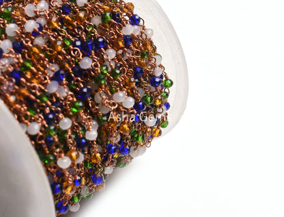 3,10,50Feet Multi Color Disco Hydro Faceted Beads Rosary Chain Rose Gold Plated Wire Wrap Copper Metal Chain Jewelry Making Craft Chain SALE