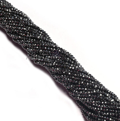 2 mm Natural Hematite Micro Cut Beads,12.5" Fine Quality Gunmetal Faceted Rondelle Tiny Gemstone Beads Jewelry Making Craft,Hematite Beads