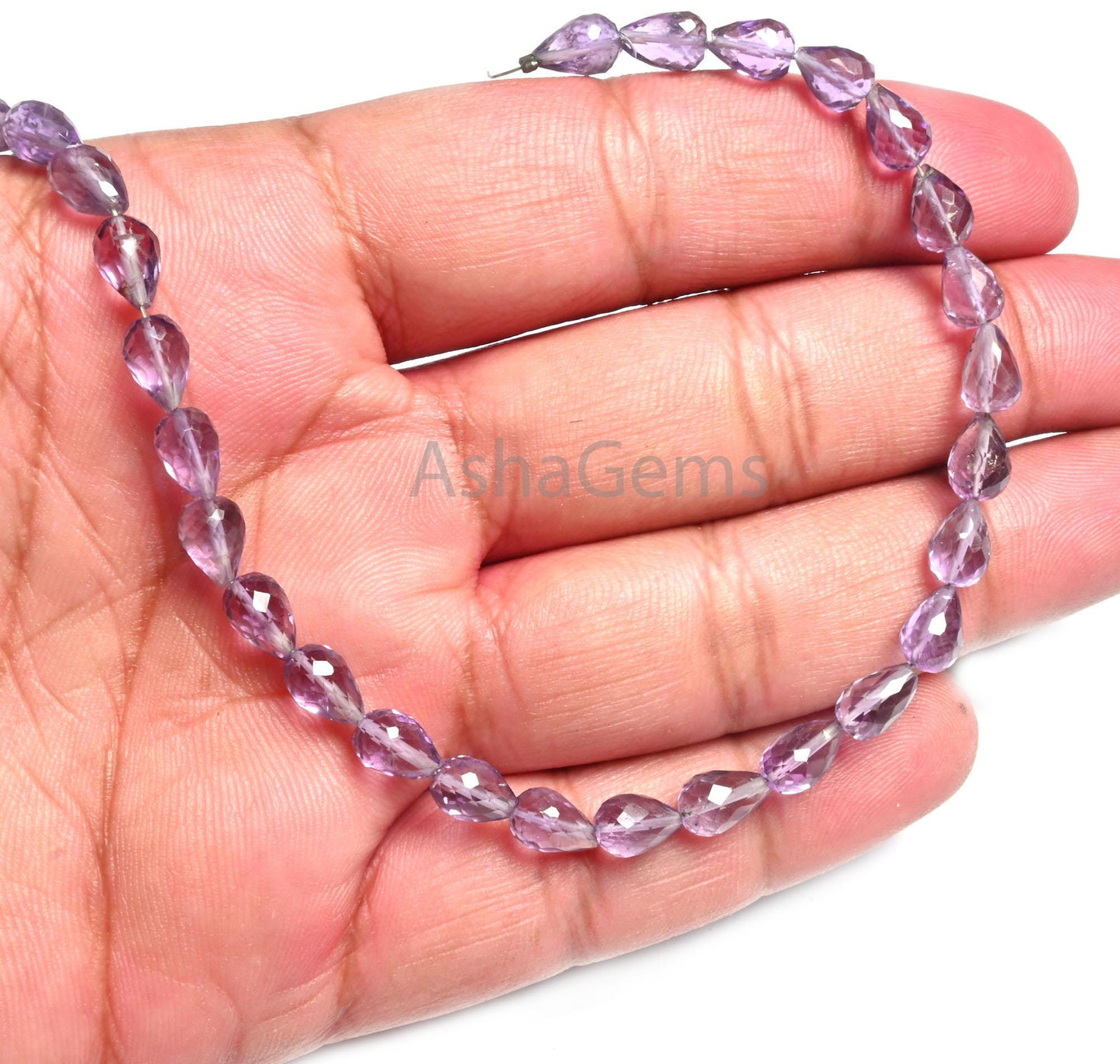 5-8 mm AAA Pink Amethyst Faceted Drop Shape Gemstone Beads, Fine Amethyst Indian Machine Cut Teardrop Briolette Straight Drill Beads Jewelry