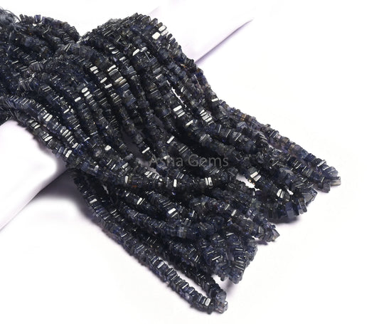 Natural Blue Iolite Smooth Flat Square Shape Gemstone Loose Beads,8/16"Strand Iolite Heishi Square Handmade Beads Jewelry Making Crafts SALE