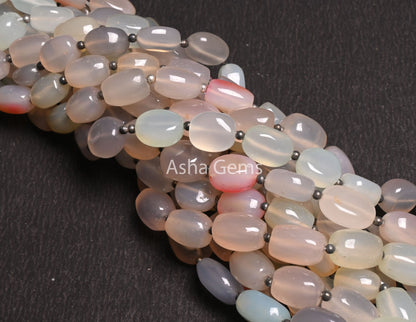 Beautiful Chalcedony Fancy Barrell Shape smooth Beads,8" Multi Light Color Chalcedony Uneven Handmade Straight Drill Bead Jewelry Craft SALE